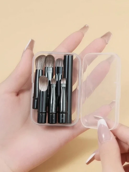6팩 휴대용 메이크업 브러쉬 교체용 헤드 코 섀도우 여행 세트, 03 6-pack makeup brush