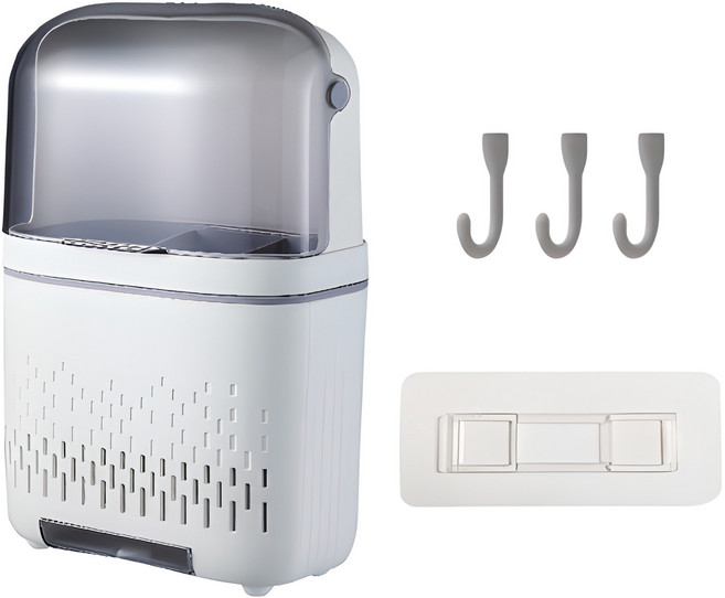 메오 벽걸이 겸용 3구 수저통, 화이트 + 그레이, 1개