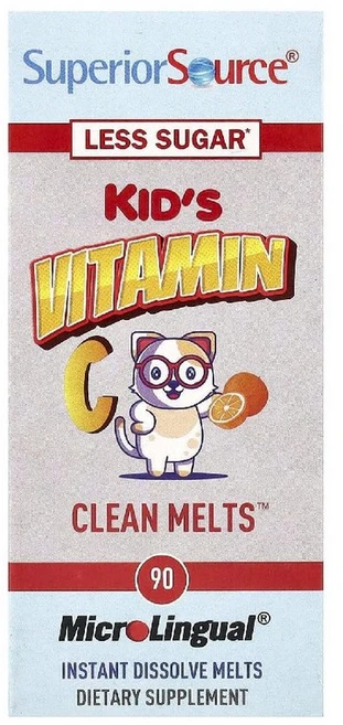 슈페리어소스 비타민C 어린이 Vitamin Clean Melts 오렌지 키즈 멜팅 90정 - 쿠팡