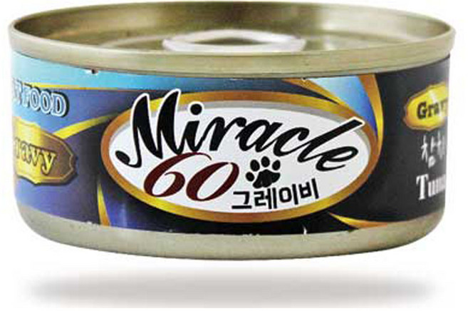 미라클60 그레이비 참치 고양이캔 60g 고양이 미라클캔 간식 습식 통조림, 1개