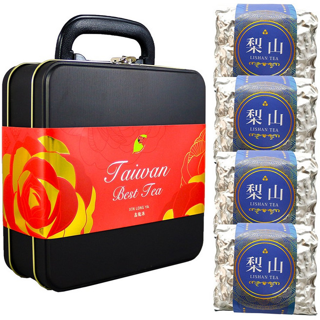 龍源茶品 典藏手提鐵盒 烏龍茶葉禮盒 4包入組, 200g, 1套, 1個裝