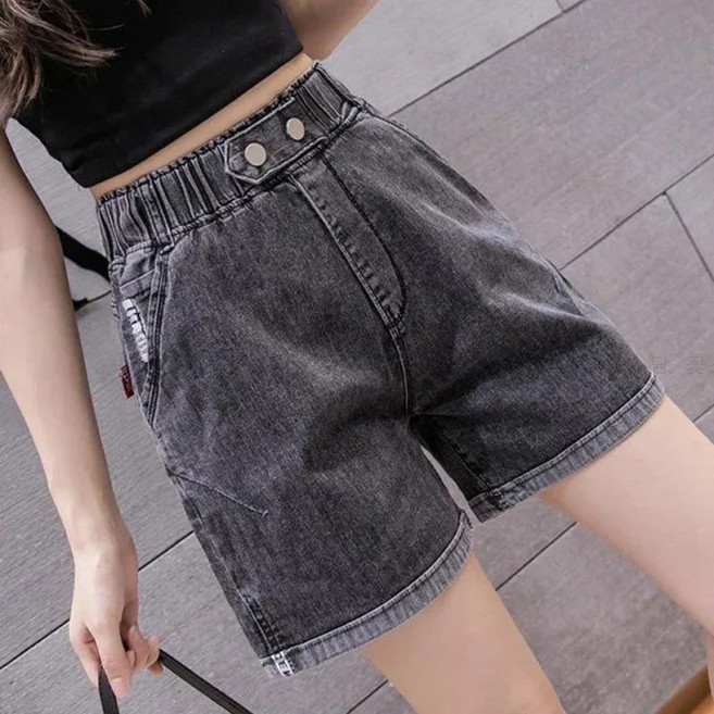 꽃소담 여자 와이드 밴딩 여름 청반바지 데일리 데님 3부 팬츠 A-L26B543