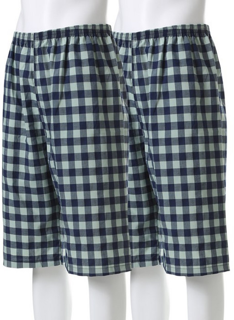 캐리루시 남성용 깅엄 선염 체크 8부 파자마 하의 2p