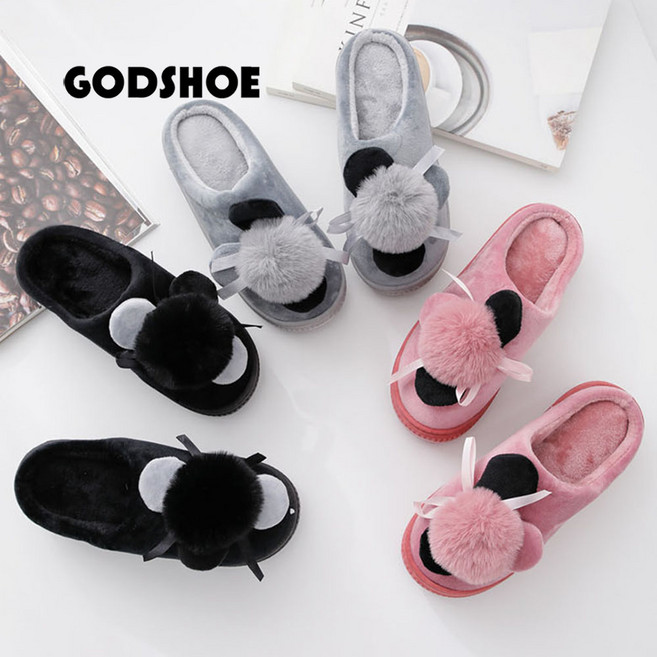 갓슈 플로럴 방울 통굽슬리퍼 털슬리퍼 방한슬리퍼