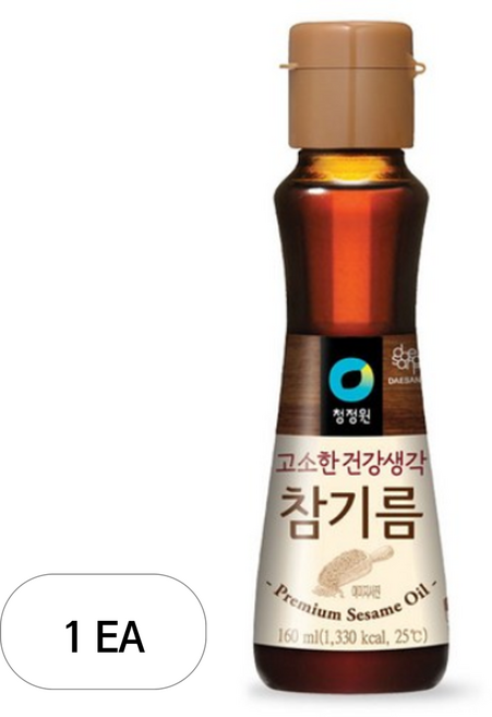청정원 고소한 건강생각 참기름, 160ml, 1개