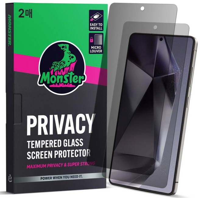 몬스터 사생활보호 슈퍼강력 강화유리 휴대폰 액정보호필름 2매 + 똥손탈출 부착틀, 1세트