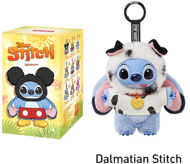 [팝마트 코리아] 스티치 디즈니 ll 어드벤처 시리즈 / 인형 키링, 1개, Dalmatian Stitch(달마시안 스티치), 13cm