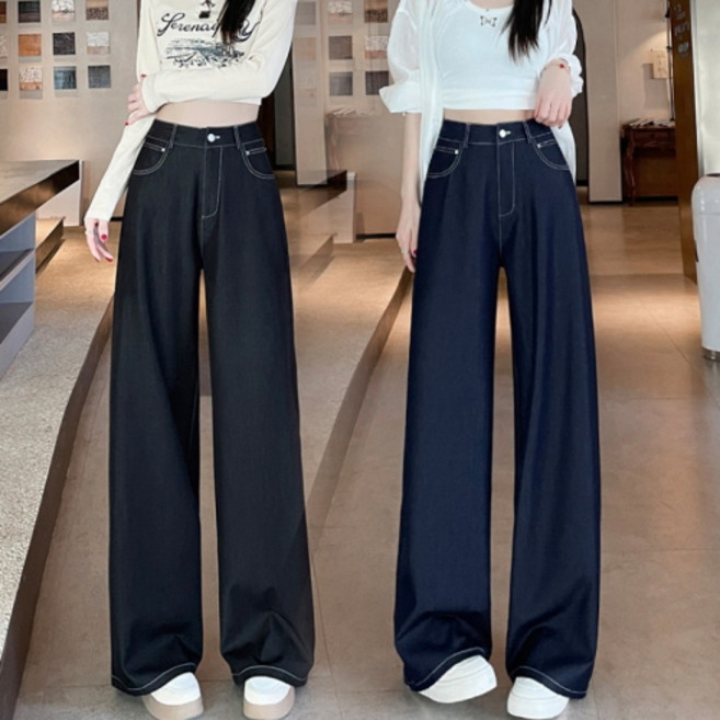 뉴욕멋쟁이 엘리 코팅 여성 와이드 청바지