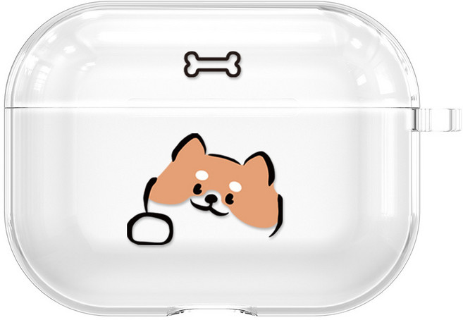 퍼플오션 강아지 라이브 투명 케이스, 에어팟프로2, 시바댕