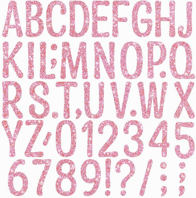 20 Sheets Glitter Letter Stickers 264 PCS Bulletin Board Letters Large 4 Inch Self-Adhesive Alpha, Pink