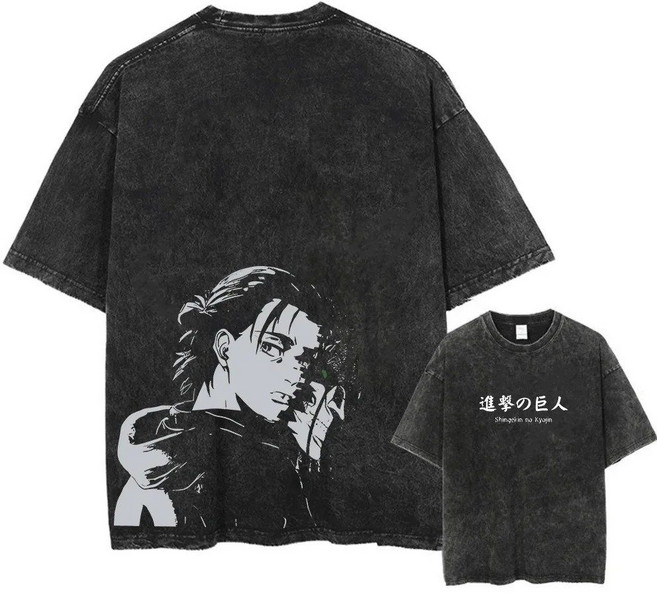 2025 진격의거인 타이탄캐릭터프린트 티셔츠 반팔 빈티지 코튼