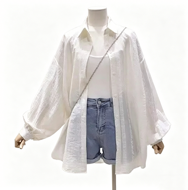 스타일닥터 여 텐셀 면 래쉬가드 셔츠 루즈핏 캐주얼 긴팔 셔츠 아우터