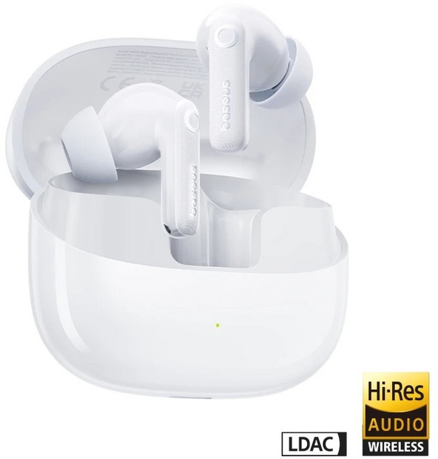 Baseus EP10 Pro ANC 이어버드 무선 블루투스 6.0 이어폰 50dB 실시간 적응형 헤드폰 6 마이크 고해상도 LDAC IP55 이어 버드 노이즈캔슬링 이어폰 블루투스, [01] White