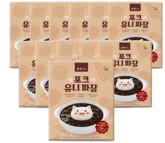 [99개 특가] 본죽키즈 포크 유니짜장 12개 (밥태기 유아 짜장 어린이 카레 짜장), 150g