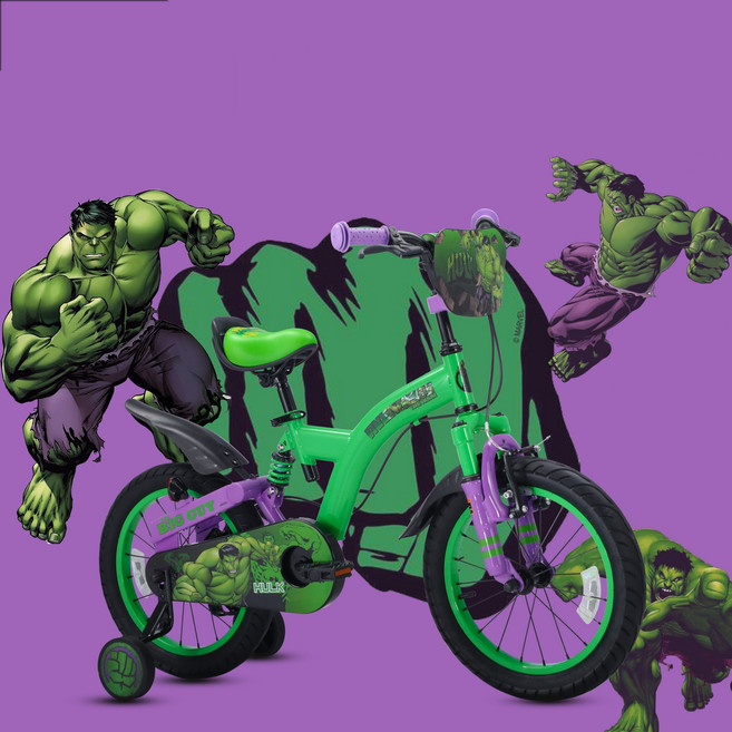 어벤져스 시리즈 3-10세 아이언맨 캡틴아메리카 스파이더맨 헐크 유모차 아동자전거 앞뒤 충격흡수, 1개, 104cm