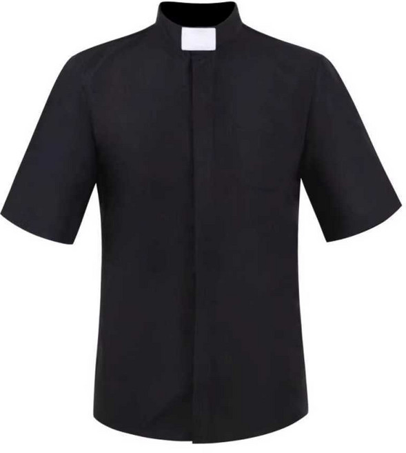 사제복 셔츠 신부복 반소매 사제 성당 교회 복장 S블랙