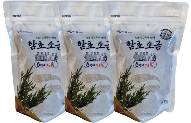 6형제소금밭 맛핌 신안 천일염 함초소금 1.5Kg, 3개, 500g