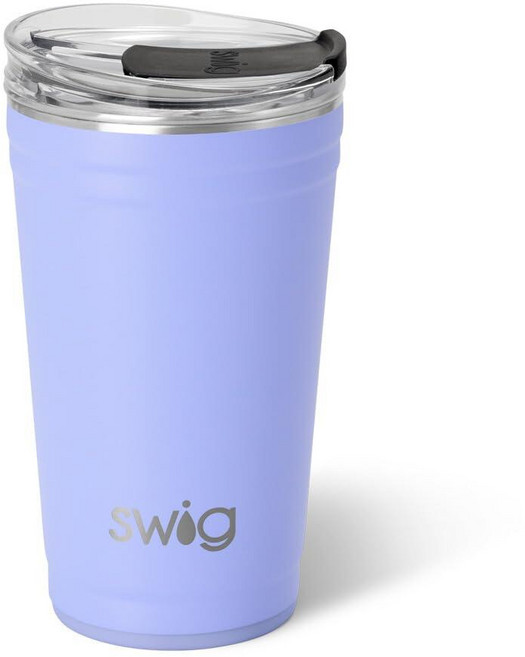 Swig Life 710ml(24온스) 파티 컵 쌓을 수 있는 단열 여행용 커피 텀블러 EZ 슬라이더 뚜껑 컵 홀더 친화적 보온병 스테인리스 스틸 709.8ml(24온스, Swig Life 710ml(24온스) 파티 컵, 쌓을, Hydrangea