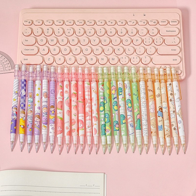 可愛自動鉛筆 0.5mm 水蜜桃/小熊小兔/小恐龍花色隨機, 3個裝