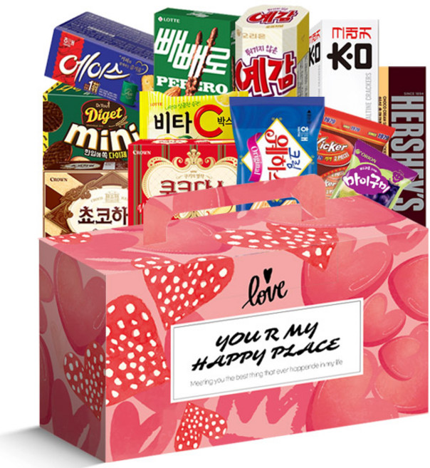 [냠냠상회] 빼빼로 예감 에이스 초코하임 등 사랑가득 과자 간식 선물세트 12p, 과자 12종, 1세트
