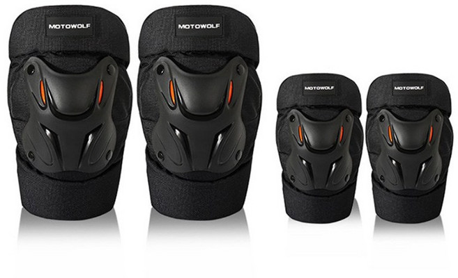 모토울프 오토몬 모토울프 오토바이 프로텍터 긴타입 짧은타입 보호대, 1개, 블랙