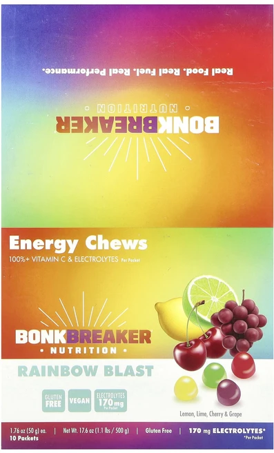 Bonk Breaker 에너지 츄 Rainbow 블라스트 10팩 개당 50g(1.76oz), BonkBreaker에너지츄Rainbow블라스트10팩개, 1개 - 쿠팡