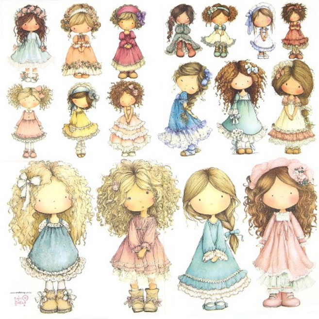 예쁜소녀 냅킨, 1세트, 20개, 혼합색상