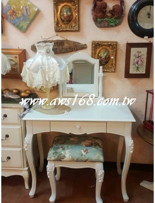 新古典3尺白色化妝台（含椅子）