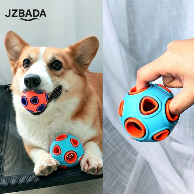 강아지 삑삑이 공 실리콘 장난감 애견 놀이 고무공, 소형-블루