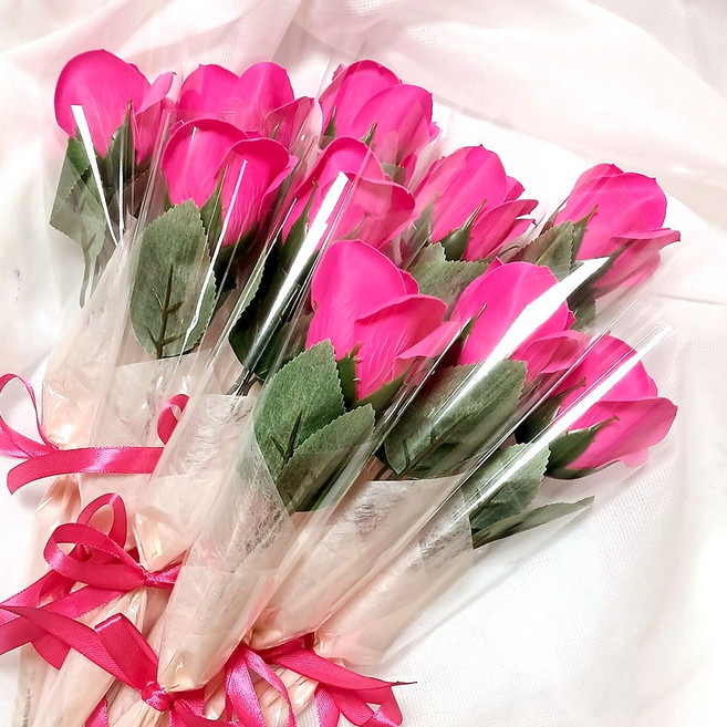 이루리숲 비누꽃 한송이 장미 꽃다발, 10개, 핫핑크
