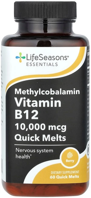 LifeSeasons 에센셜 메틸코발라민 비타민B12 베리 맛 10 000mcg Quick Melt 60정 LifeSeasons (라이프시즌스), LifeSeasons, 에센셜, 메틸코발라민 비타민B1, 1개 - 쿠팡