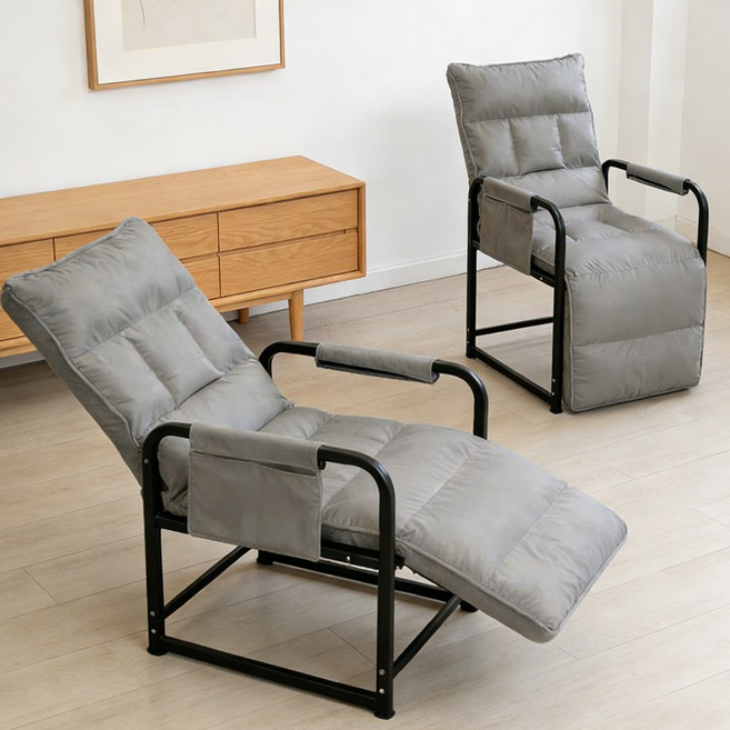 쿠리브 1인용 리클라이너 쇼파 편한 컴퓨터 의자 낮잠 접이식침대 겸용, 그레이