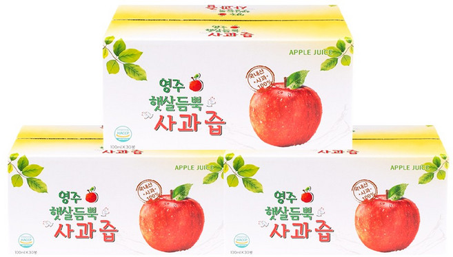 햇살듬뿍 사과즙, 100ml, 90개