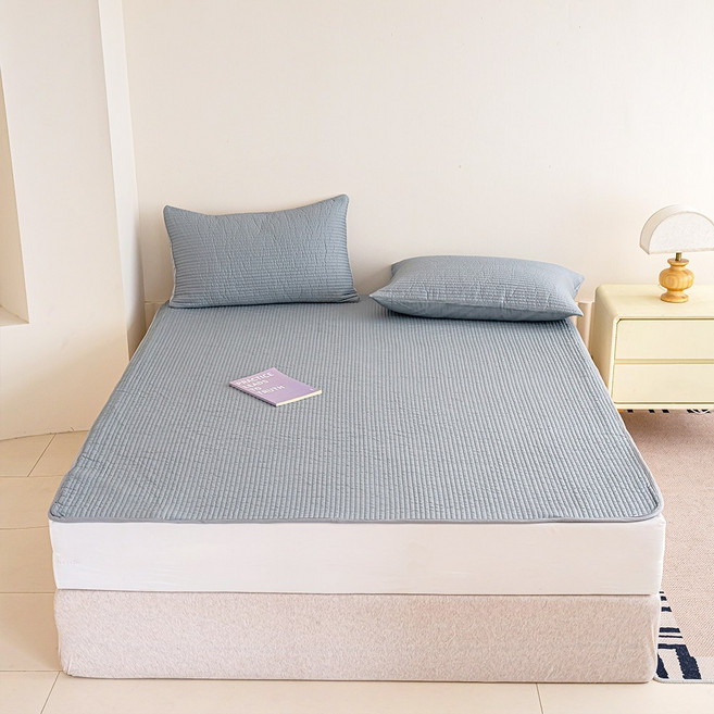 엘리아노 60수 순면 침대패드 이불패드 고정밴드형, 그레이
