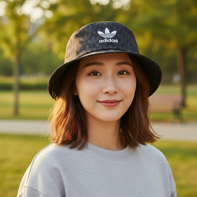 아디다스 남여공용 모노그램 버킷햇 모자 블랙 병행, One Size