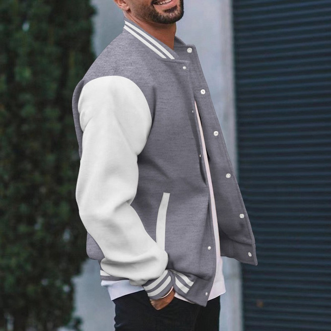 오리지날 레트로 스냅단추 야구점퍼 남녀공용 오버핏 야구잠바 심플한 컬러 배색 아우터