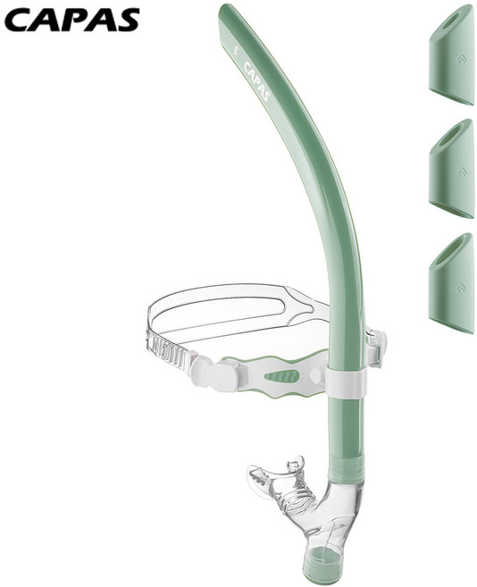 CAPAS 카파스 수영 센터스노클 강습용 360스위블 3단계 호흡강화훈련, Green White
