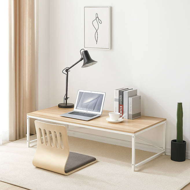 나인홈 일자형 좌식책상 학생 컴퓨터 공부 노트북 데스크 테이블 1200, 메이플비치