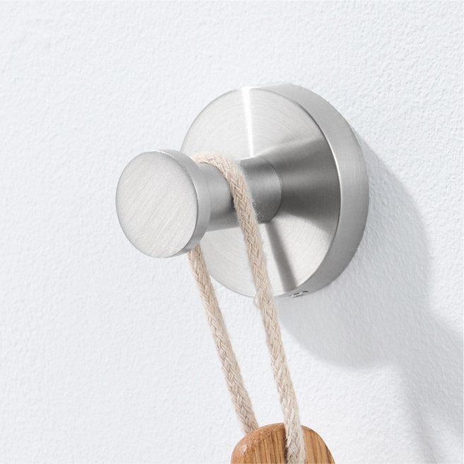 준앤코 스테인리스 욕실 악세사리 세트 무타공설치, 스테인리스 옷걸이, 1개, 실버