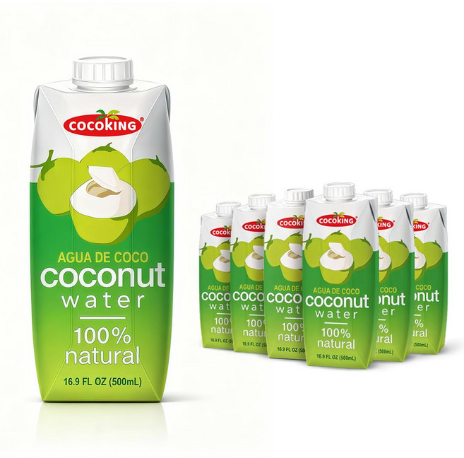 CocoKing Coconut Water 100% Natural Single-Source Thai Coconuts 16.9 FL OZ Pack of 12