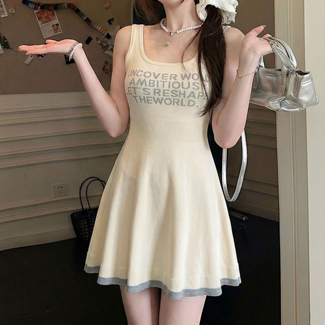 SOSISI 여성용 데일리 민소매 니트 원피스 DH1L260727