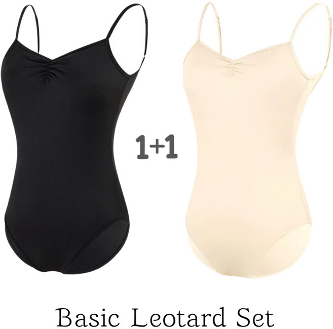 (1+1) 마니르 성인 발레 취미발레 레오타드 스킨+블랙 색상