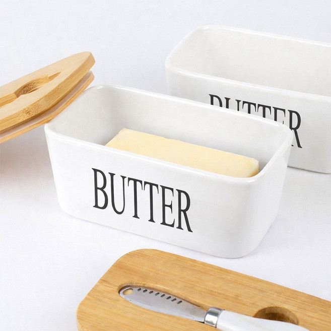 세라믹 버터 밀폐 소분 보관 용기 케이스 나이프 세트, 1개