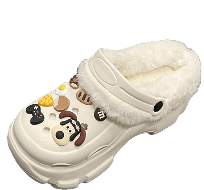 페이퍼먼츠 여성용 키높이 통굽 EVA 깜찍 파츠 겨울 슬리퍼 02385