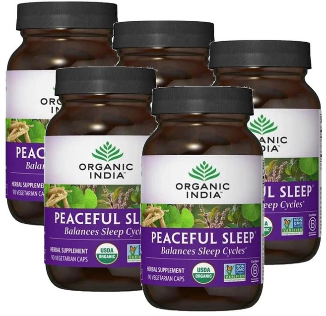 오가닉인디아 피스풀 슬립 캡슐 Organic-India Peaceful Sleep, 90정, 5개 - 쿠팡