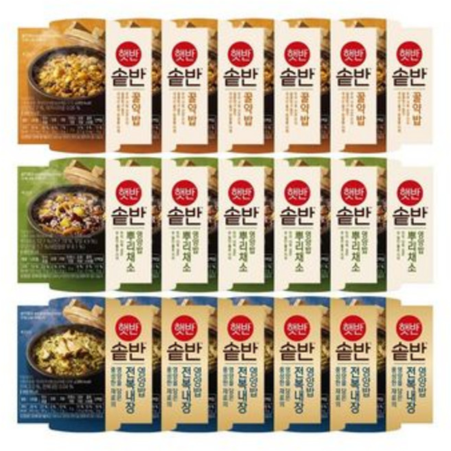 햇반 솥반 베스트 3종 18개 세트 (꿀약밥x6+뿌리채소x6+전복내장x6), 0mg, 1개, 1개