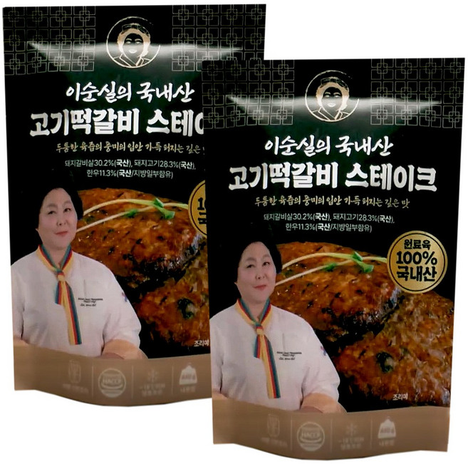 [AC Mall] TV홈쇼핑 이순실 국내산 고기 떡갈비 스테이크 / 수제 떡갈비 / 한돈 한우 비법양념 황금배합 이순실떡갈비 이순실스테이크, 880g, 1박스