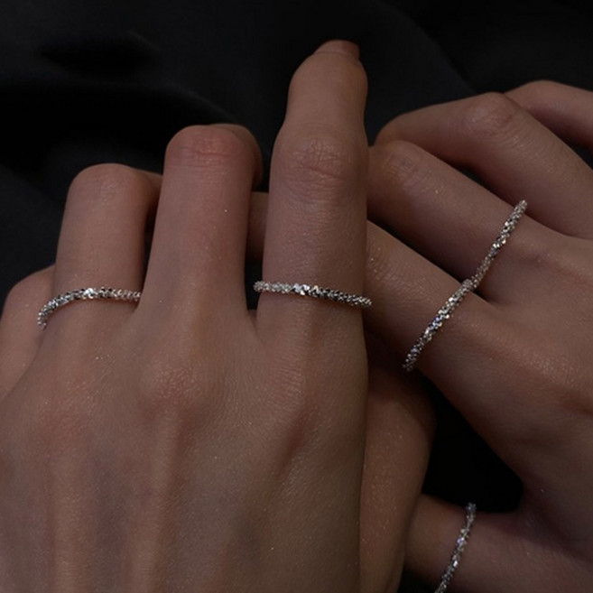 1/2/3/4p 심플 레이어드 반지 데일리 실반지 슬림 컷팅 큐빅 체인 우정링