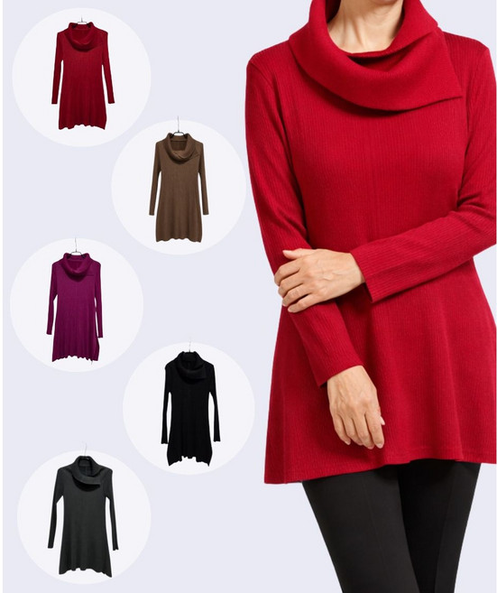 플리움 여성 플리츠 터들 블라우스 롱 튜닉 힙커버 주름 티 5060 엄마옷