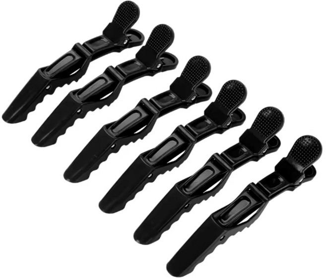 와이지알씨 악어 헤어 집게 핀 전문가용, 블랙, 6개